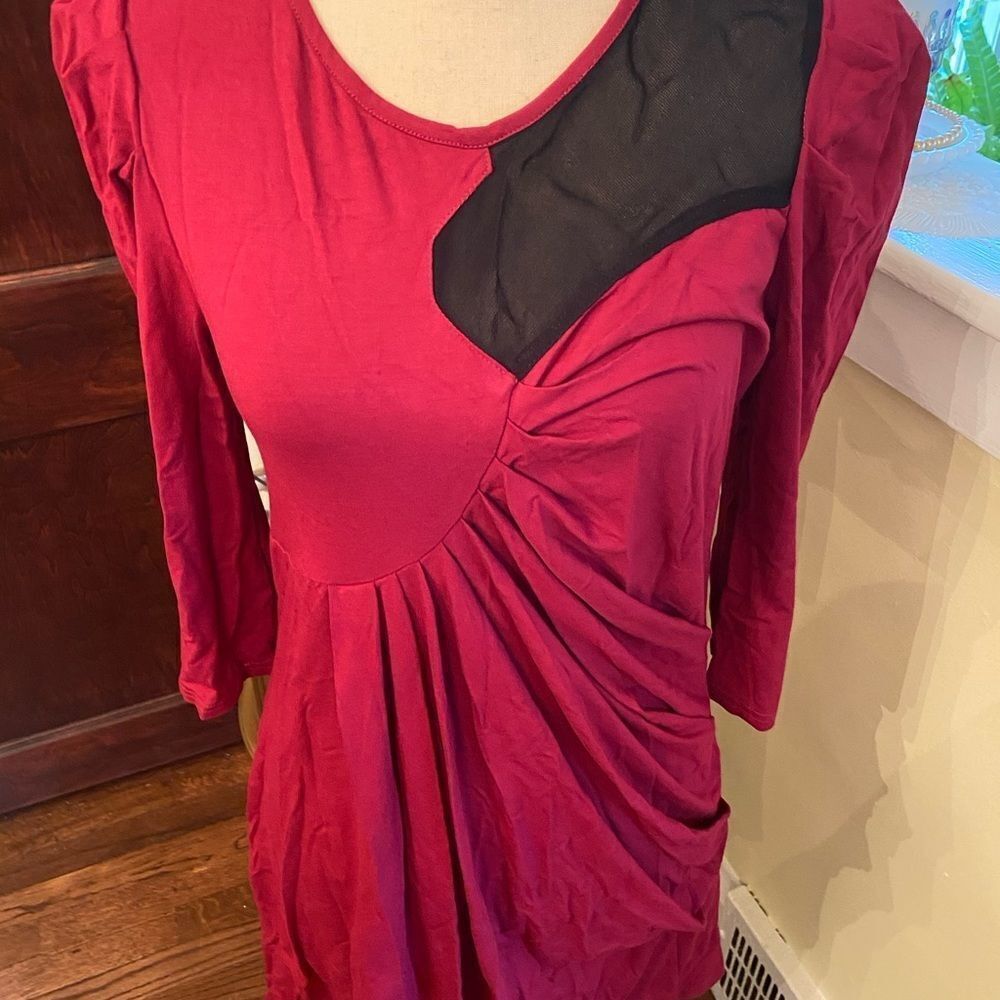 NWT Bel KazanDesigner Runway Red Black Stretch Dress Sz M - Picture 2 of 9